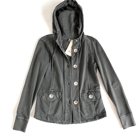 Prana Gray Janelle Button Front Hoodie Jacket Organic Cotton Sweatshirt - Picture 8 of 8